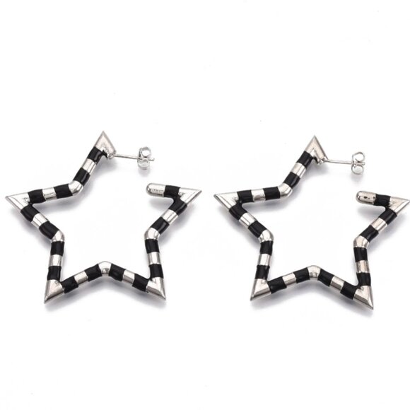NWOT - Big Sexy Enamel Star striped stud hoops - Movie Star Earrings - 2/$20 - Picture 1 of 2